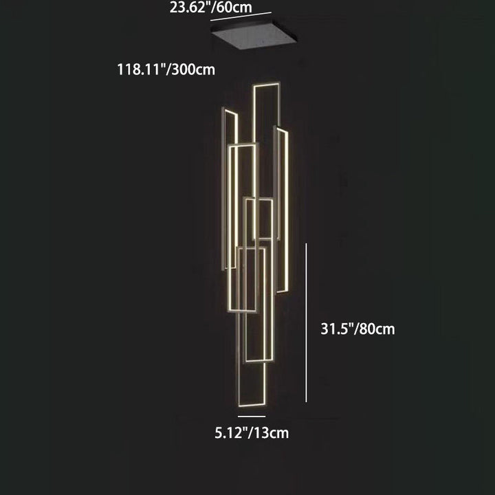 Plafonnier LED moderne minimaliste en fer, aluminium et silice rectangulaire pour escalier 