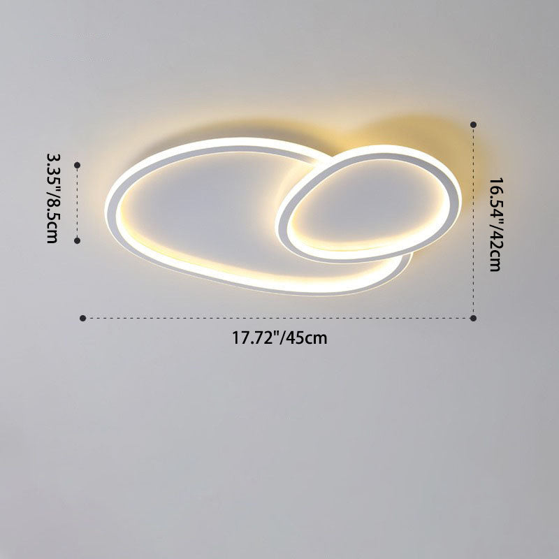 Moderne minimalistische unregelmäßige überlappende Kreise Acryl Eisen LED Unterputz Deckenleuchte für Schlafzimmer 