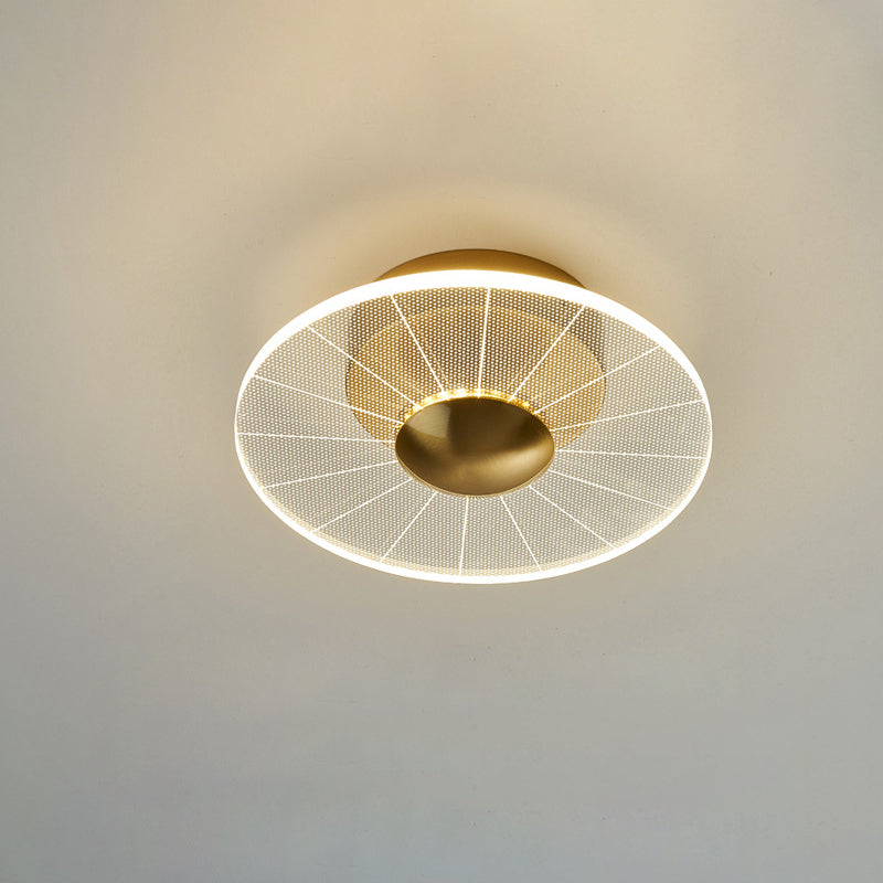 Lustre semi-encastré LED en acrylique à motif géométrique circulaire vertical de luxe contemporain pour salon 