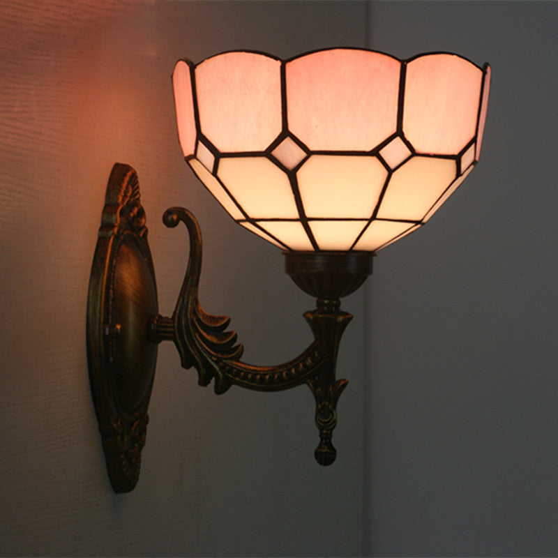 Applique murale en verre à demi-cercle traditionnel Tiffany 1 lumière pour chambre 