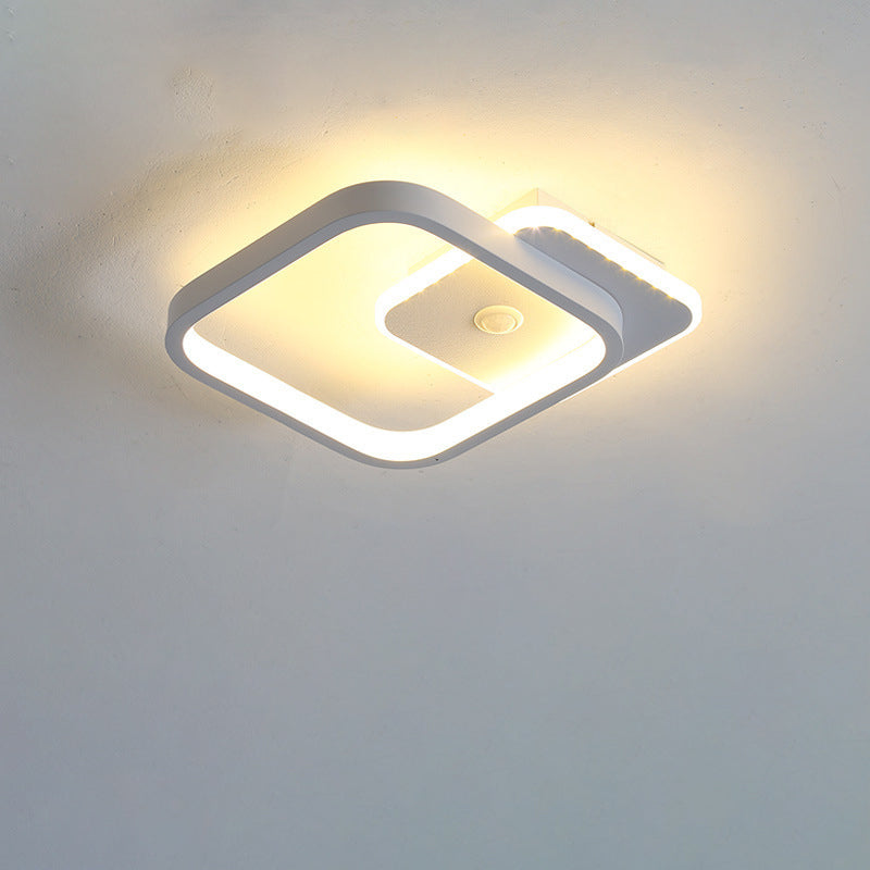 Plafonnier LED en fer aluminium PVC à montage affleurant rhombique rond minimaliste moderne pour salon 