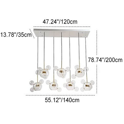 Modern Atom Mickey Head Bubble Glass Ball 1-Light LED Pendant Light