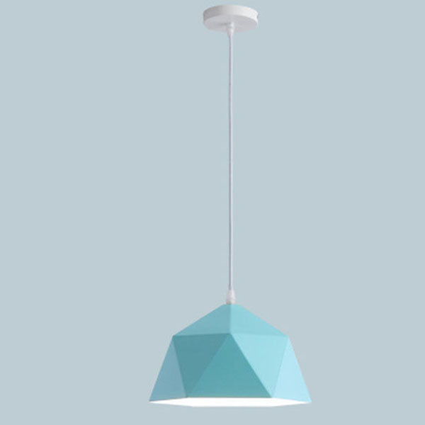 Lámpara colgante geométrica de hierro en forma de rombo con 1 luz de macarrón moderno 