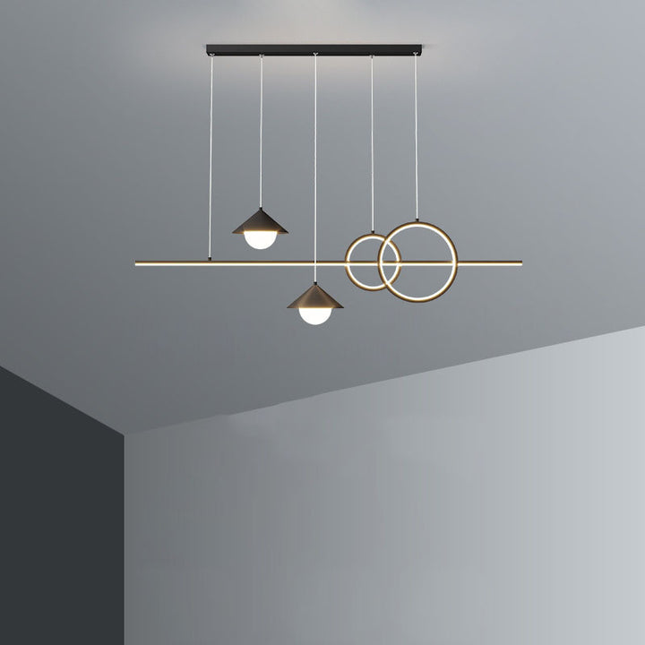Modern Minimalist Strip Cone Circle Iron Acrylic LED Chandeliers Island Light For Dining Room