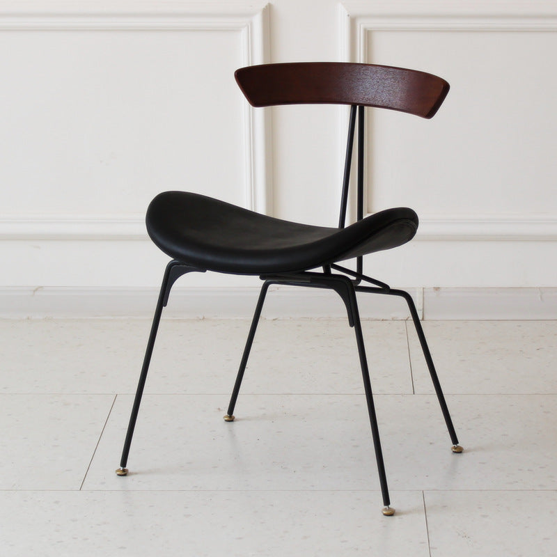 Chaise de salle à manger contemporaine en fourmi industrielle, bois, armature en cuir, tissu, éponge avec dossier pour salle à manger 