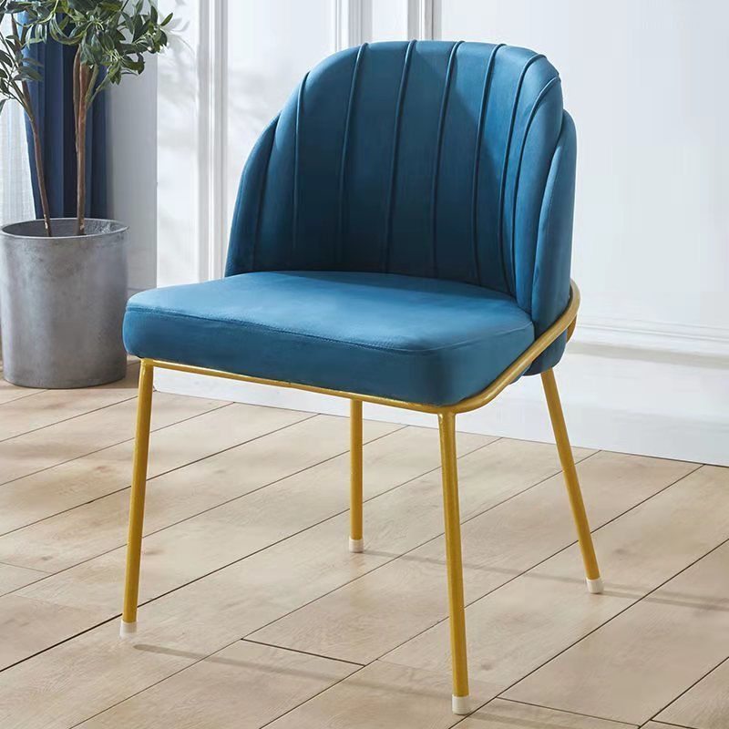 Contemporary Nordic PU Leather Fabric Iron Sponge Square Wraparound Dining Chair Backrest For Living Room