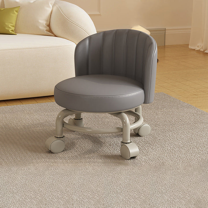 Modern Minimalist Removable Round Curved Corner Faux Leather Iron Chair Backrest Armless For Living Room