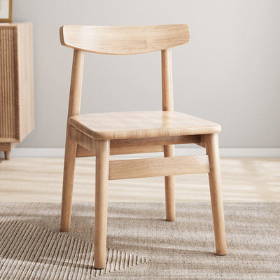 Silla de Comedor Tapizada en Cuero Nappa de Doble Capa Cuadrada Retro Contemporánea con Respaldo Abierto Sin Brazos para Comedor 
