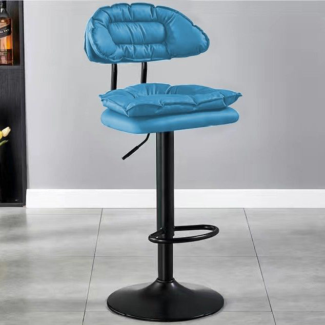 Modern Simplicity Microfiber Leather Iron SGS Sponge Semicircular Counter Stool Backrest Footrest For Kitchen