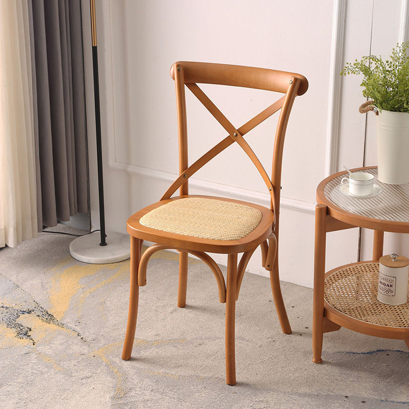 Dossier de chaise de salle à manger en rotin tissé rustique traditionnel en bois éponge rond rectangulaire 