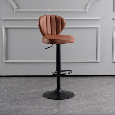 Tabouret de bar carré moderne minimaliste en cuir avec dossier et repose-pieds pour salle à manger 