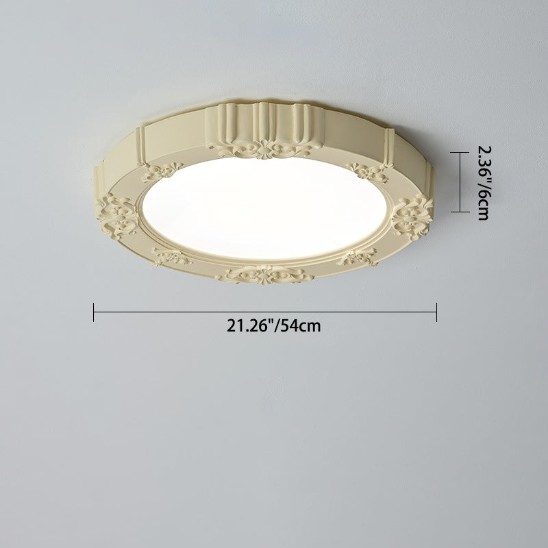 Moderne minimalistische runde gemusterte Eisen Harz Acryl LED Unterputz Deckenleuchte für Schlafzimmer 
