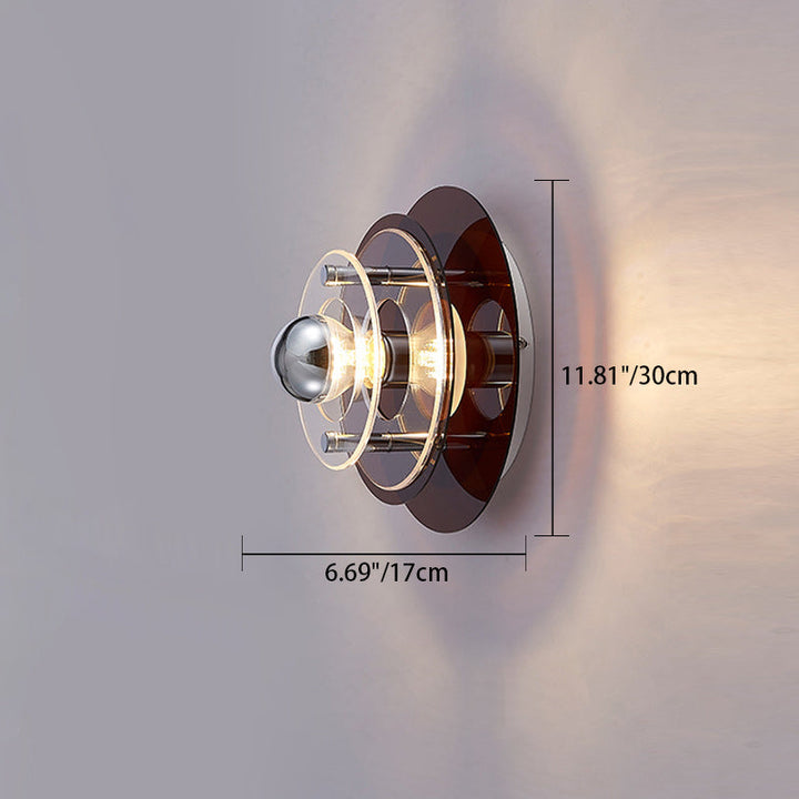 Lampe murale à une lumière en fer et acrylique, soucoupe volante multicouche minimaliste moderne pour salon 