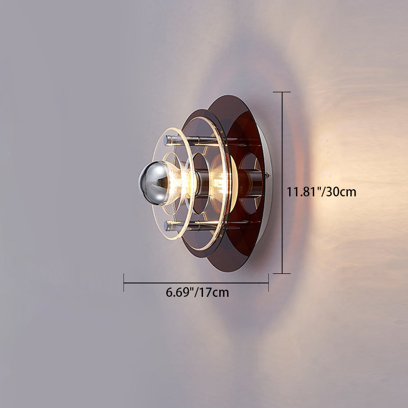 Moderne minimalistische mehrschichtige fliegende Untertasse Eisen Acryl 1-Licht Wandleuchte Lampe für Wohnzimmer 
