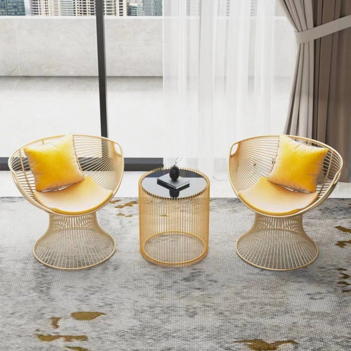 Modern Luxury Oval Curved Upholstered Iron Velvet Chair For Living Room