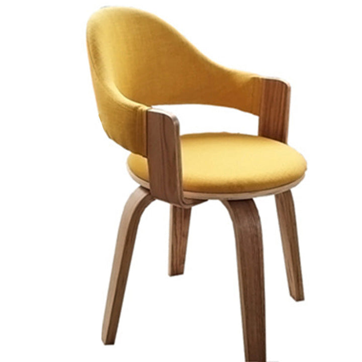 Contemporary Nordic Round PU Leather Upholstered Wood Frame Ergonomic Swivel Chair Backrest Armrest For Home Office