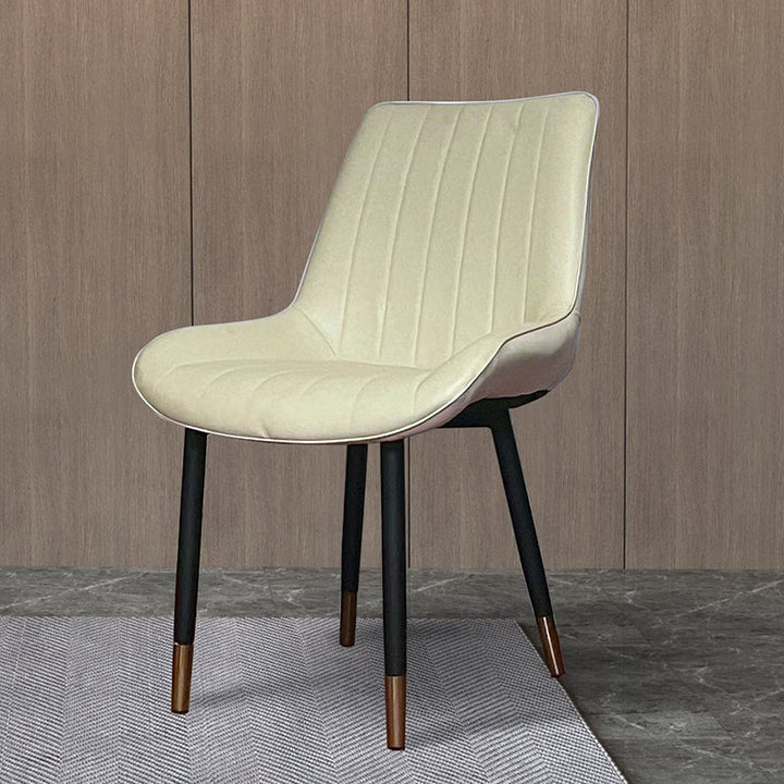Chaise de salle à manger moderne de luxe carrée incurvée en similicuir avec dossier sans accoudoirs pour salle à manger 