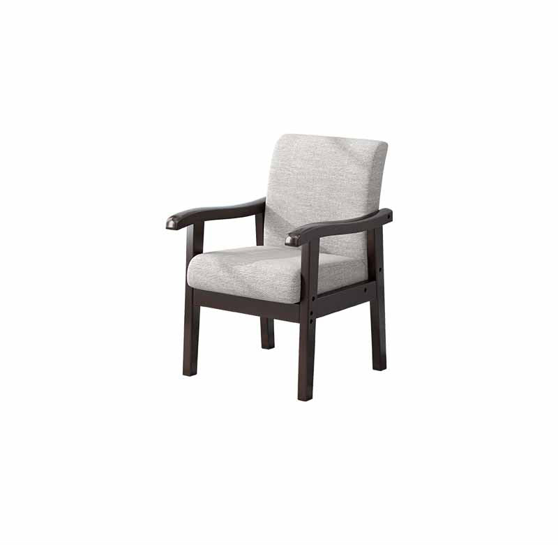 Silla moderna minimalista cuadrada tapizada en tela de algodón y lino con madera maciza para sala de estar 