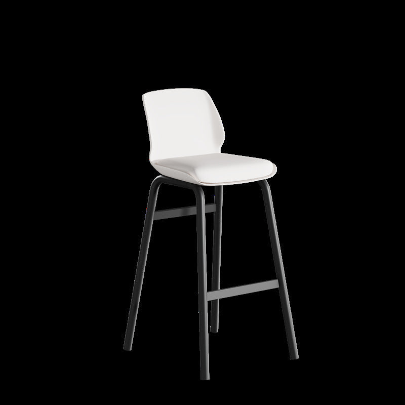 Zeitgenössischer nordischer quadratischer PU-Leder gepolsterter Eisen-Barhocker mit Kunststoff-Rückenlehne und Fußstütze für das Esszimmer 