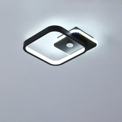 Modern Minimalist Inductively Round Rhombus Iron Aluminum PVC LED Flush Mount Ceiling Light For Living Room