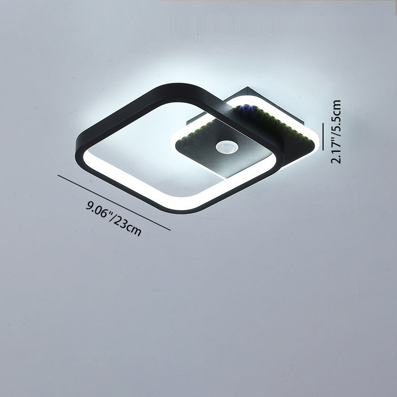 Plafonnier LED en fer aluminium PVC à montage affleurant rhombique rond minimaliste moderne pour salon 