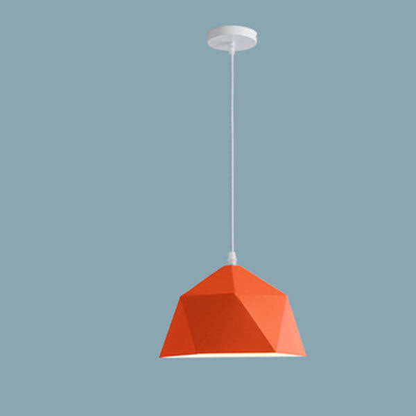 Lámpara colgante geométrica de hierro en forma de rombo con 1 luz de macarrón moderno 