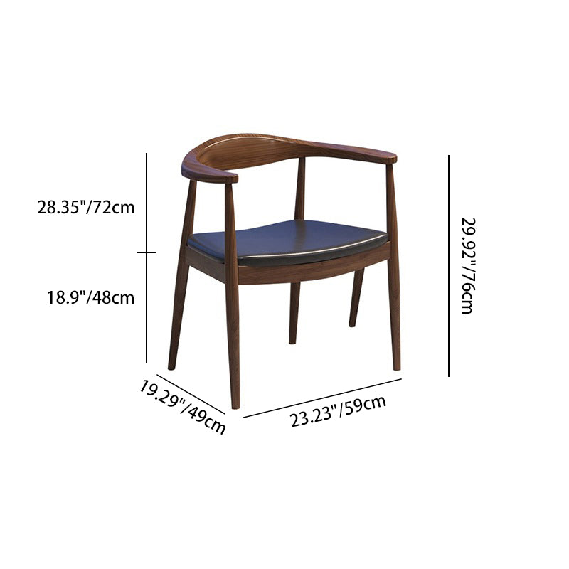 Silla de comedor con respaldo y reposabrazos en arco cuadrado de madera, cuero PU y esponja de simplicidad moderna para comedor 