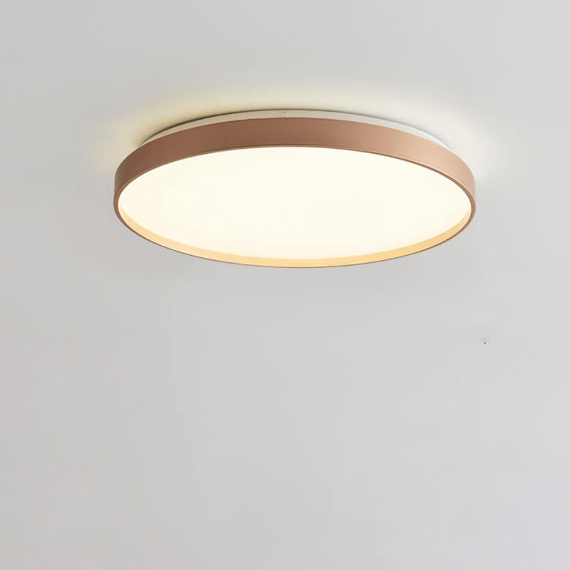 Modern Minimalist Round Solid Color Acrylic Iron LED Flush Mount Ceiling Light For Living Room &amp; Bedroom