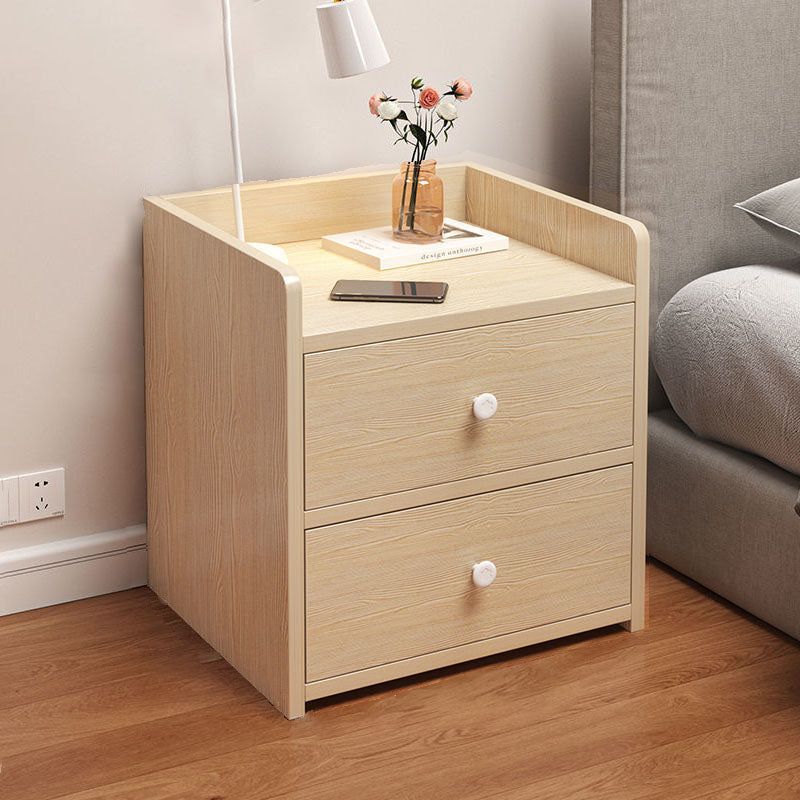 Table de chevet rectangulaire minimaliste moderne en panneau de densité avec 1/2/3 tiroirs pour chambre à coucher 