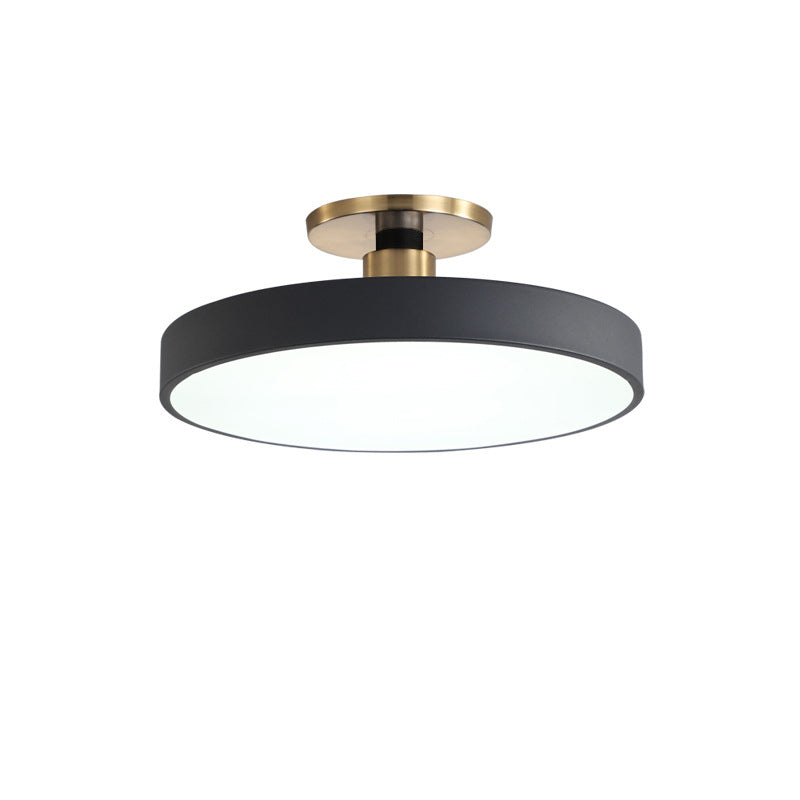 Contemporary Scandinavian Metal Acrylic Round LED Semi-Flush Mount Ceiling Light For Hallway