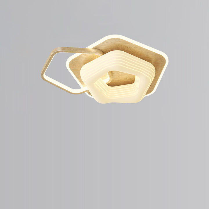 Lustre Plafonnier LED Rond en Métal Nordique Contemporain avec Motif de Fleurs et Triangle pour Chambre 