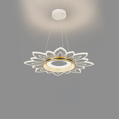 Lustre LED contemporain en acrylique cristal de luxe avec abat-jour en forme de fleur pour chambre 