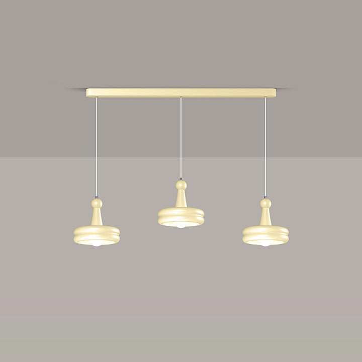 Zeitgenössischer nordischer Kirschglas-Eisen-3-Licht-Insel-Kronleuchter für Wohnzimmer 