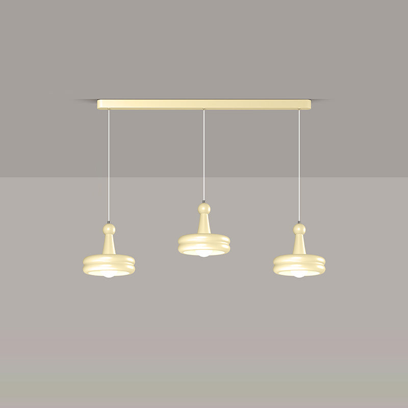 Zeitgenössischer nordischer Kirschglas-Eisen-3-Licht-Insel-Kronleuchter für Wohnzimmer 
