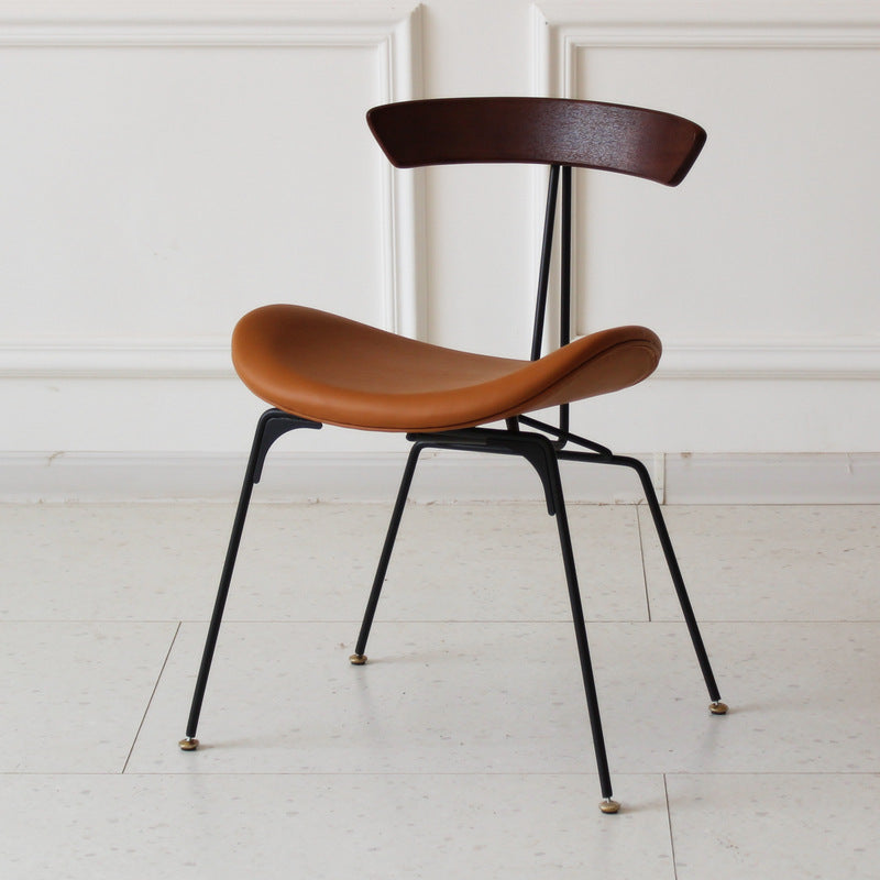 Chaise de salle à manger contemporaine en fourmi industrielle, bois, armature en cuir, tissu, éponge avec dossier pour salle à manger 