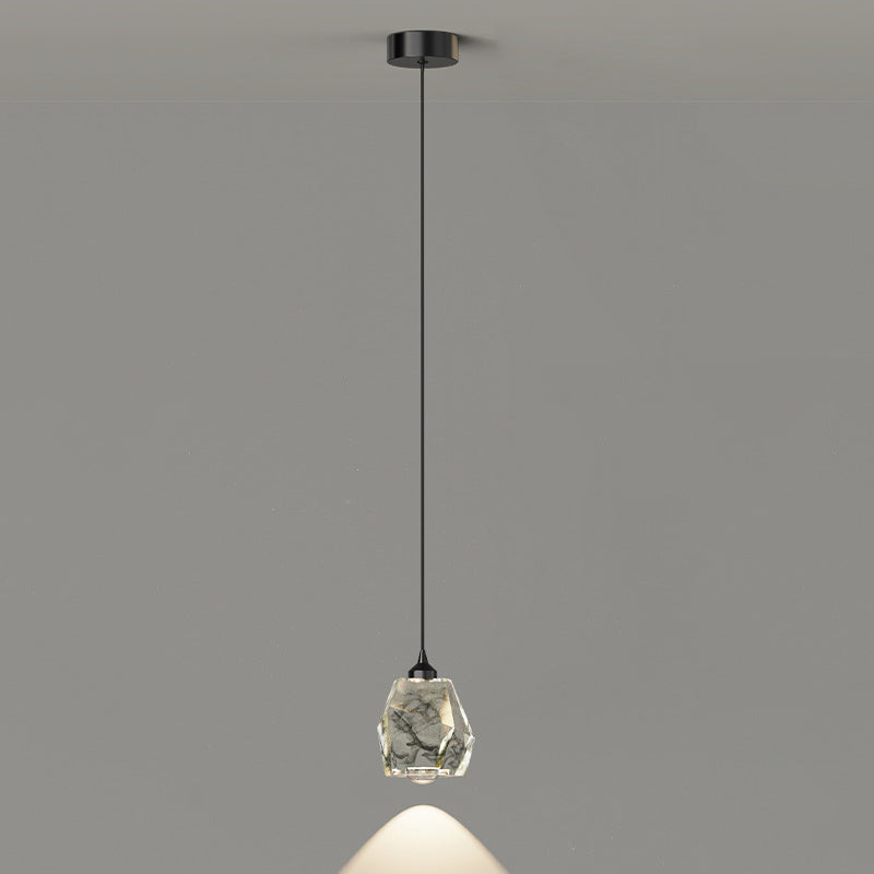 Lustre LED contemporain de luxe avec cadre en cuivre plein et abat-jour en résine avec feuille d&