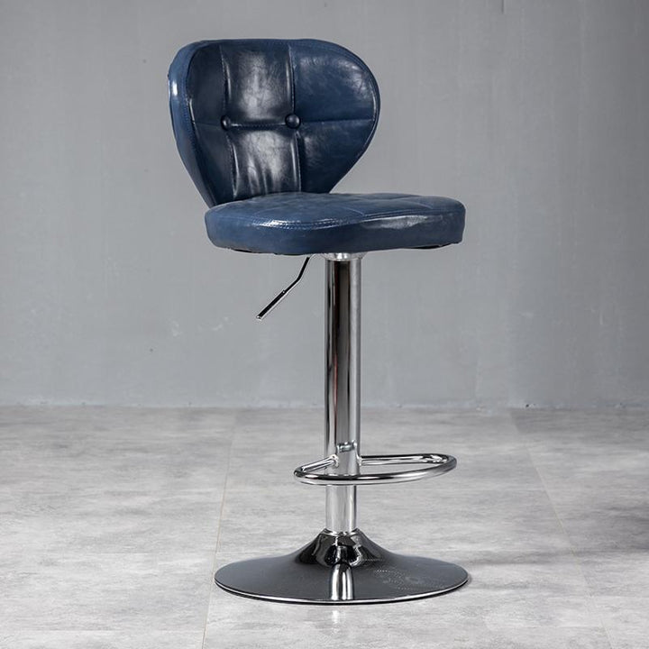 Tabouret de bar métallique carré minimaliste moderne en cuir ciré huilé avec dossier sans accoudoirs pour salle à manger 