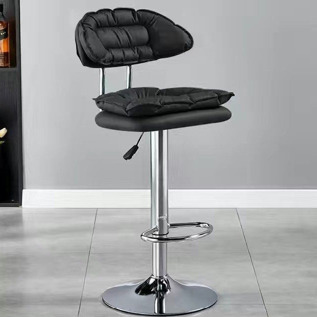 Modern Simplicity Microfiber Leather Iron SGS Sponge Semicircular Counter Stool Backrest Footrest For Kitchen