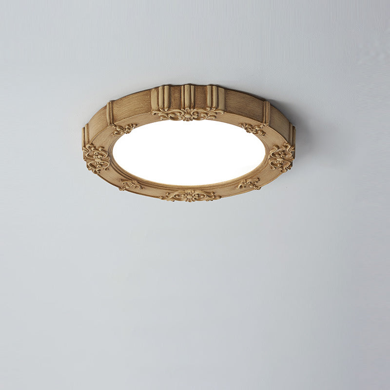 Moderne minimalistische runde gemusterte Eisen Harz Acryl LED Unterputz Deckenleuchte für Schlafzimmer 