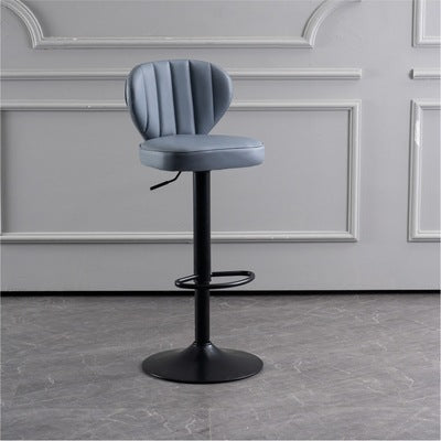 Tabouret de bar carré moderne minimaliste en cuir avec dossier et repose-pieds pour salle à manger 