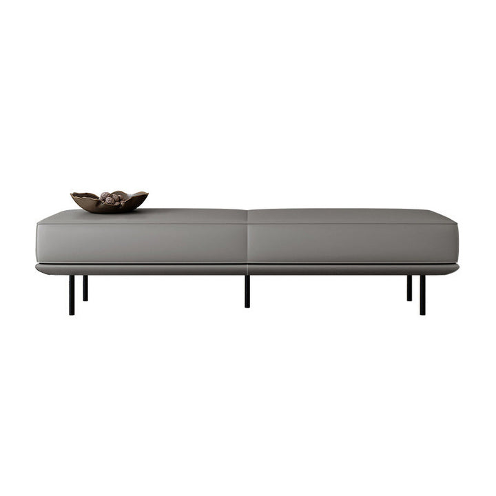 Modern Minimalist Rectangular Microfiber Leather Plywood Steel Sponge End Of The Bed Low Stool Backless For Bedroom