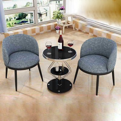 Zeitgenössischer nordischer runder Lutscher-Glas-Edelstahl-Beistelltisch 2-stufig für das Wohnzimmer 