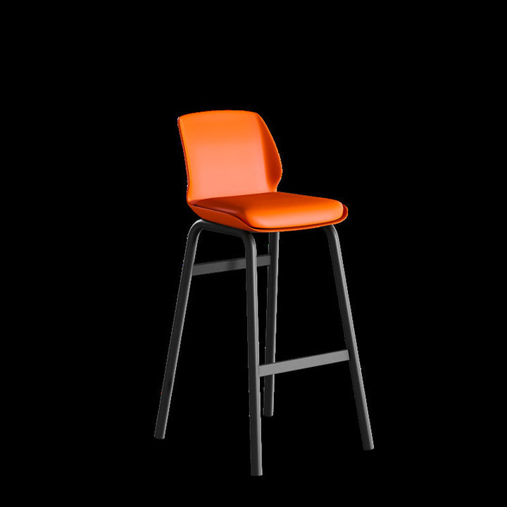 Zeitgenössischer nordischer quadratischer PU-Leder gepolsterter Eisen-Barhocker mit Kunststoff-Rückenlehne und Fußstütze für das Esszimmer 