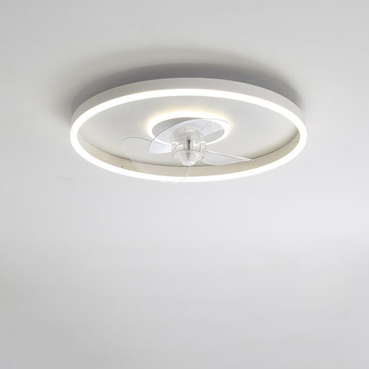 Contemporary Nordic Round Iron Silicone Aluminum Invisible LED Flush Mount Ceiling Fan Light For Living Room &amp; Bedroom