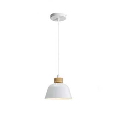 Modern Minimalist Round Aluminum Wood 1-Light Pendant Light For Dining Room