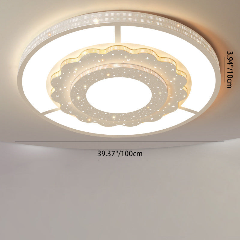 Zeitgenössische Einfachheit Sternenhimmel Dekor Blume Rand Acryl Runde Schatten LED Unterputz Deckenleuchte Für Wohnzimmer 