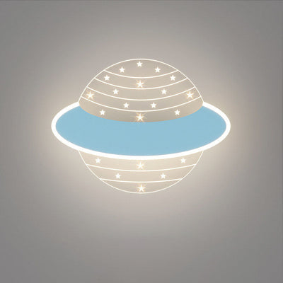 コンテンポラリー クリエイティブ ラビット プラネット アクリル アイアン LED ウォール スコンス ランプ 寝室用 