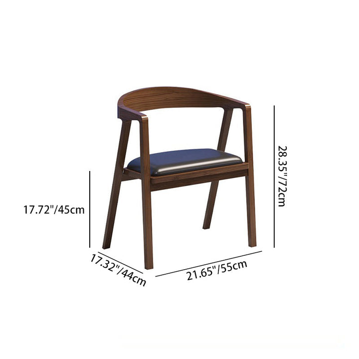 Silla de comedor con respaldo y reposabrazos en arco cuadrado de madera, cuero PU y esponja de simplicidad moderna para comedor 