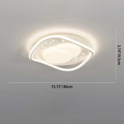 Luz de techo LED de montaje empotrado de hierro acrílico con ondas cuadradas redondas creativas contemporáneas para dormitorio 