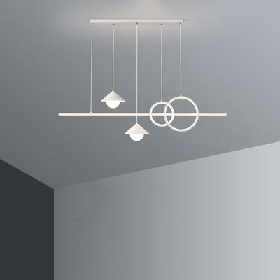 Moderne minimalistische Streifen Kegel Kreis Eisen Acryl LED Kronleuchter Insel Licht für Esszimmer 